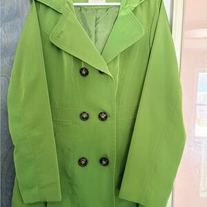 Esprit Lime Green Double-Breasted Trench Coat
